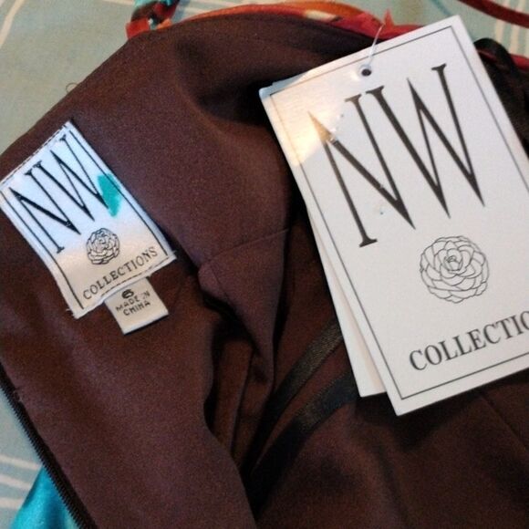 NWT NW Collections Layered Satin Dress - Picture 8 of 13